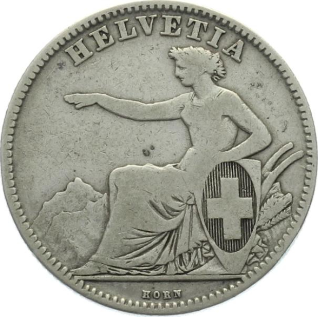 2 Franken 1862 B - Sitzende Helvetia